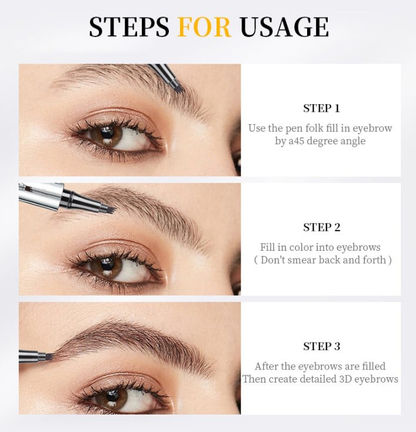 Waterproof 3D tattoo pencil with 4 fork tips for microblading